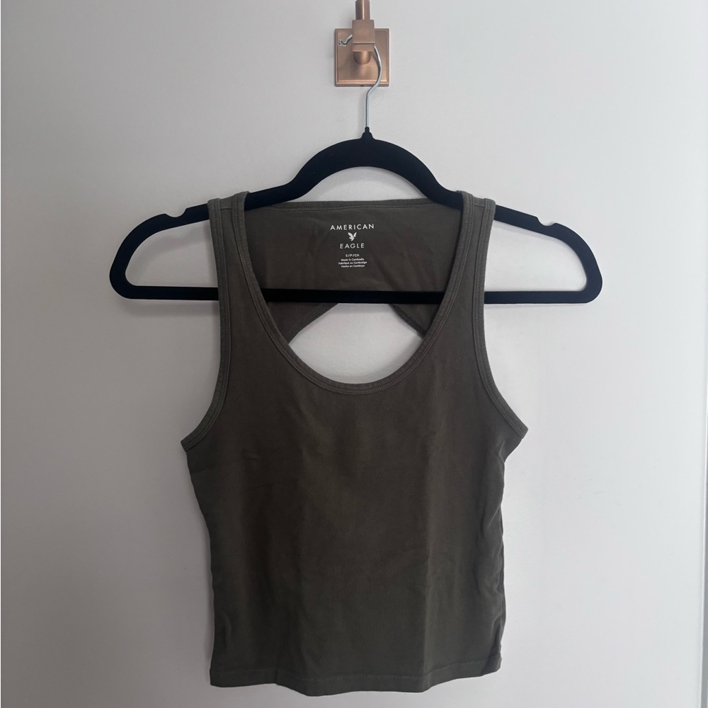 American Eagle Outfitters Khaki Green Women's Tank Top